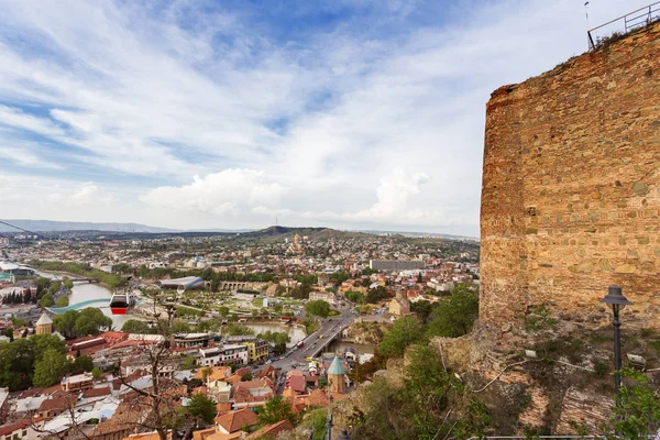 Vista Panorámica Tiflis Capital Del País Georgia Vista Desde Fortaleza — Foto de Stock