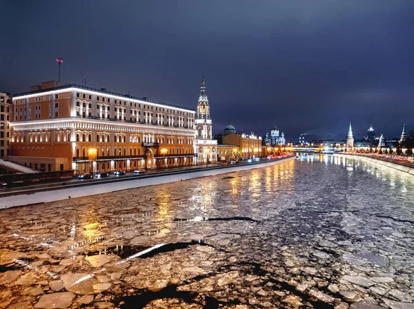 Vista Panorámica Del Río Moscú Kremlin Comité Ejecutivo Cei Iglesia — Foto de Stock