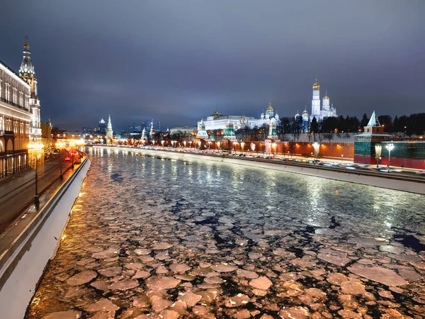 Panorama View Moscow River Kremlin Ivan Great Bell Tower Grand — Stock Photo, Image