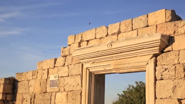 Ruins Chersonesus Basilica Ancient Greek Town Modern Sevastopol Autumn Sunset — Stock Video
