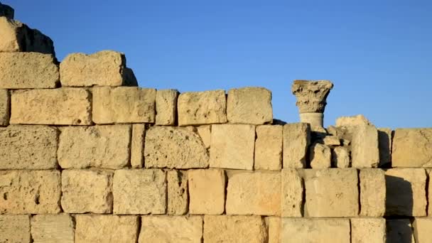 Ruins Chersonesus Basilica Ancient Greek Town Modern Sevastopol Autumn Sunset — Stock Video