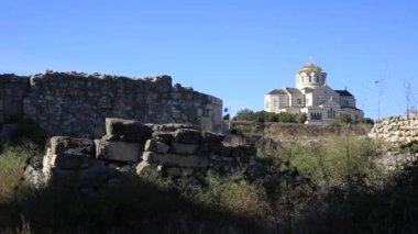 Chersonesus kalıntıları - modern Sivastopol yakınlarındaki antik Yunan kasabası. St. Hughmirs Katedrali. UNESCO Dünya Mirası Alanı. Kırım, Ukrayna.