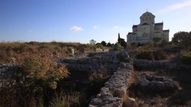 Chersonesus kalıntıları - modern Sivastopol yakınlarındaki antik Yunan kasabası. St. Hughmirs Katedrali. UNESCO Dünya Mirası Alanı. Kırım, Ukrayna.