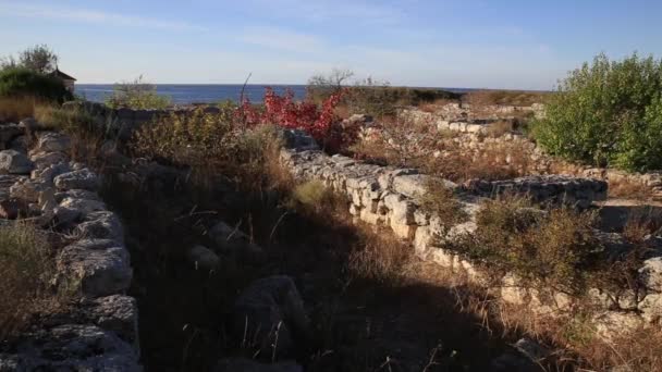 Ruiner Tjersonesus Antik Grekisk Stad Nära Moderna Sevastopol Unescos Världsarvslista — Stockvideo