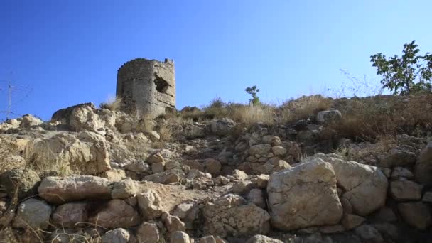 Cembalo Fortaleza Genovesa Territorio Balaklava Suburbio Sebastopol Monumento Arquitectónico Antiguo — Vídeo de stock