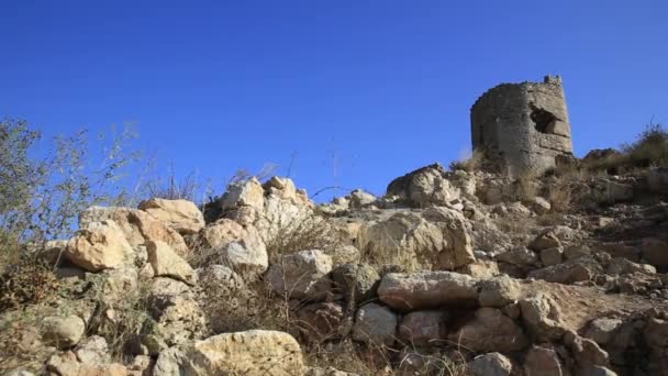 Cembalo Genoese要塞位于塞瓦斯托波尔市郊Balaklava的领土上 蓝天背景下的古建筑地标 克里米亚 乌克兰 — 图库视频影像