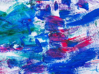 Soyut mor ve mavi akrilik lekeler. Kaotik fırça darbeleri. Dokulu sanatsal arkaplan.