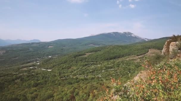 Vue panoramique depuis la célèbre vallée des fantômes avec des roches étrangement façonnées. Les montagnes Demerdji. Crimée 