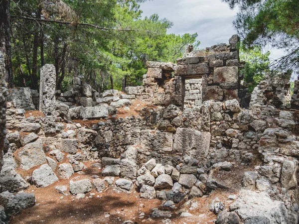 Ruinas Gran Baño Antigua Ciudad Phaselis Famoso Monumento Arquitectónico Distrito — Foto de Stock