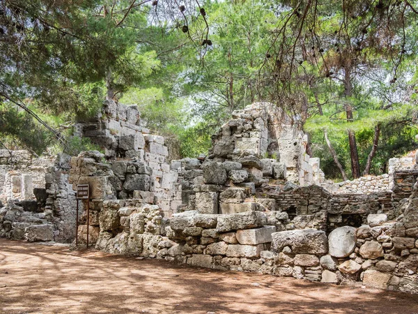 Ruinas Baño Grande Antigua Ciudad Phaselis Famoso Monumento Arquitectónico Distrito — Foto de Stock