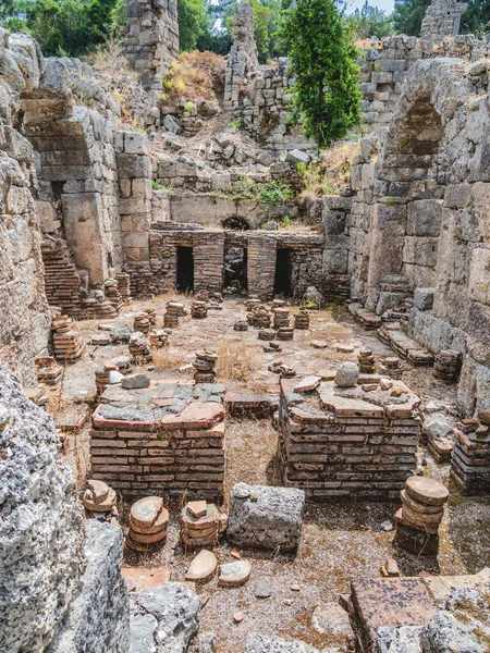 Ruinas Baño Grande Antigua Ciudad Phaselis Famoso Monumento Arquitectónico Distrito — Foto de Stock