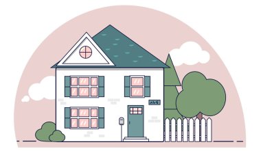 Şehir kurma - modern ince çizgi tasarım stil vektör çizim beyaz arka plan üzerinde.