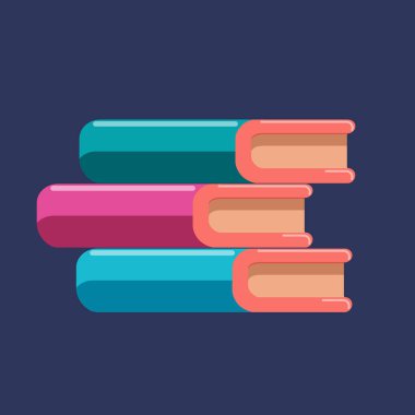 Renkli kitaplar. Modern düz stil vektör simgesi