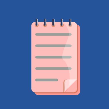 Defter spiral cilt ile. Modern düz stil vektör simgesi