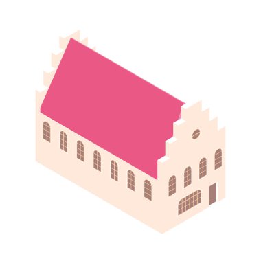 Karga ile izometrik ev gable bastı. Beyaz arka plan üzerinde izole.