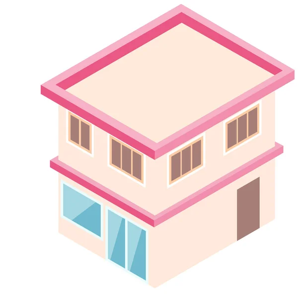 Isometric building in 3d flat style. Vector illustration for city map. — Stock Vector
