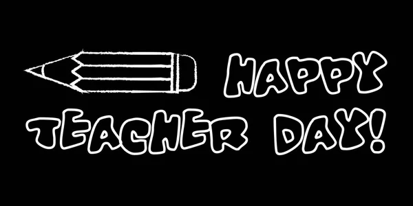 Happy teacher day banner on black chalkboard