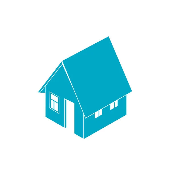 Isométrica silueta de la casa aislada. Logotipo inmobiliario . — Vector de stock