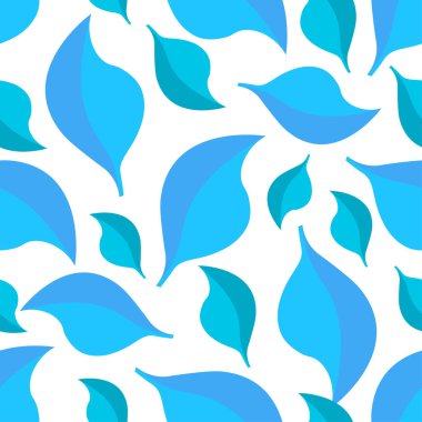 Abstract seamless pattern with blue leaves