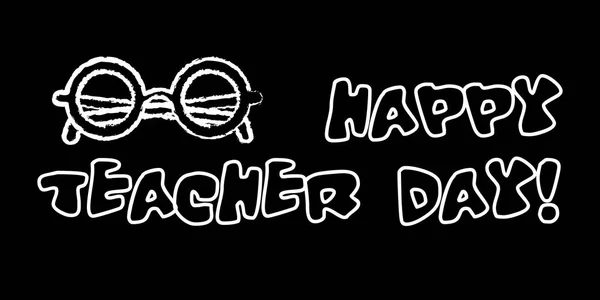 Happy teacher day banner on black chalkboard