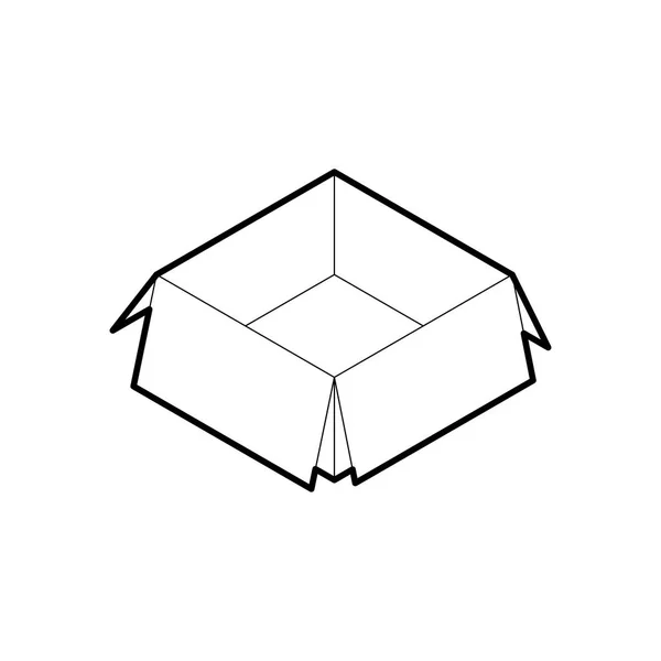 Піктограма контуру картонної коробки. Ізометричний контурний вектор ізольовано на білому тлі . — стоковий вектор