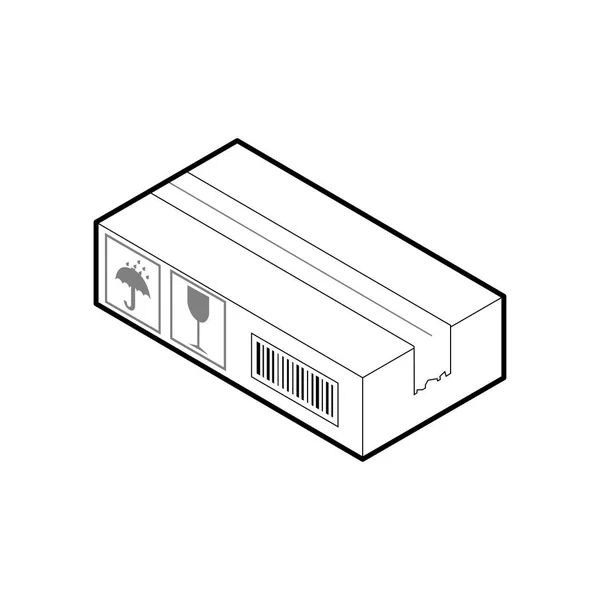 Kartonnen doos icoon. Isometrische omtrek vector geïsoleerd op witte achtergrond. — Stockvector