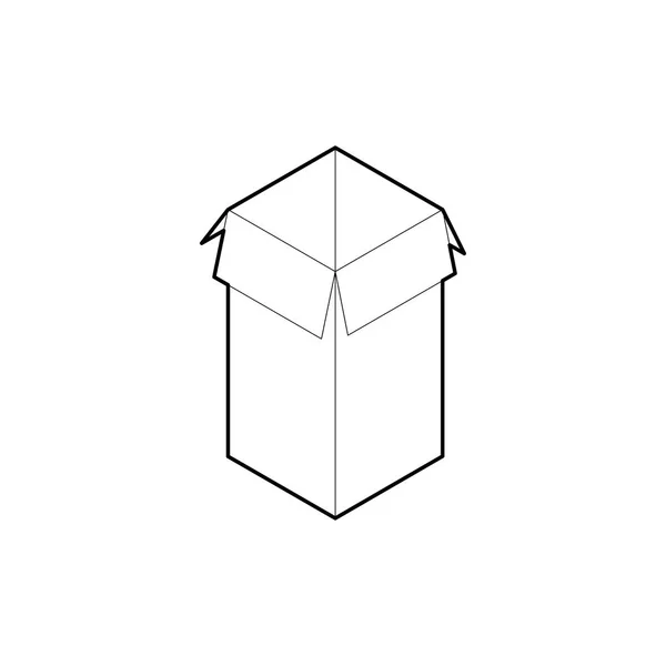 Ikona konturu pudełka kartonowego. Wektor zarys izometryczny na białym tle. — Wektor stockowy