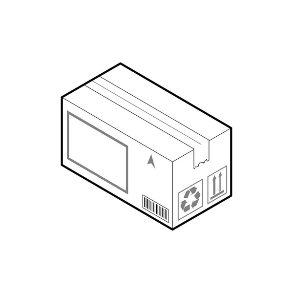 Піктограма картонної коробки. Ізометричний контурний вектор ізольовано на білому тлі . — стоковий вектор