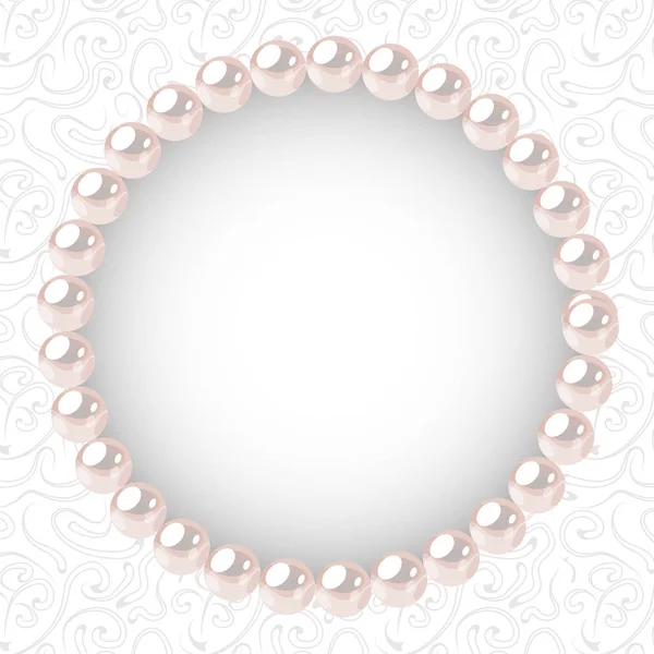 Pearl frame on textured background. Template for wedding, invitaion or greeting card. Vector illustration. — Stock Vector