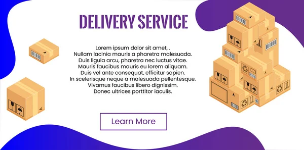 Servicio de entrega concepto. Pila de cajas para el envío, reubicación . — Vector de stock
