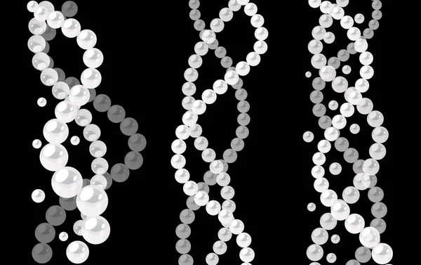 Set of pearl waves. Chain of beads for decoration. Vector border elements. — Stock Vector
