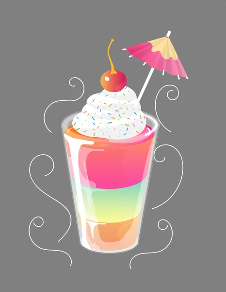 Cocktail Jelly shot met toppings. Fresh Sweet drink Ads-concept. Vector illustratie. — Stockvector