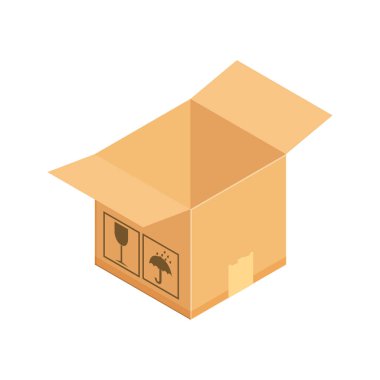 Oluklu kutu. Beyaz arka planda yalıtılmış izometrik vektör çizim.