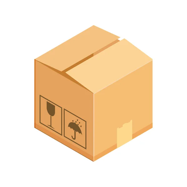 Corrugated box. Isometric vector illustration isolated on white background. — Stock Vector