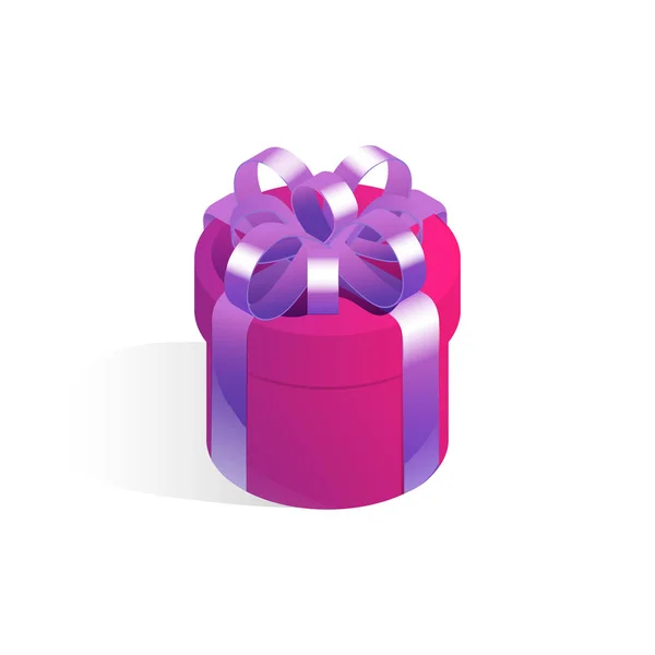 Round gift box. Isometric vector icon isolated on white background. — Stock Vector