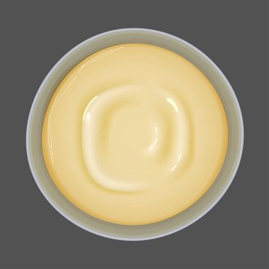Ev yapımı puding ile kase üst görünümü.