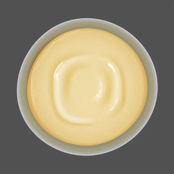 Top view of bowl with homemade pudding. — Stock Vector