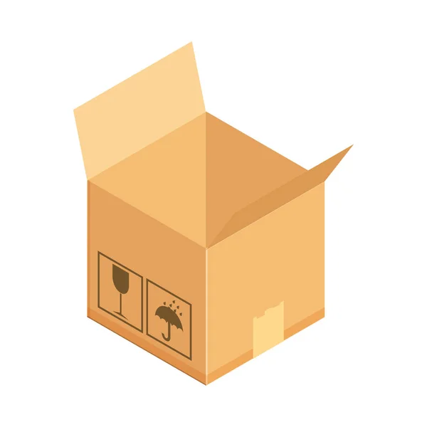 Corrugated box. Isometric vector illustration isolated on white background. — Stock Vector