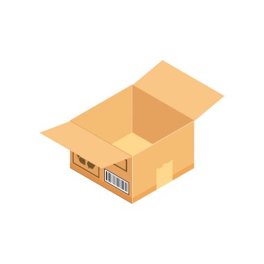 Oluklu kutu. Beyaz arka planda yalıtılmış izometrik vektör çizim.