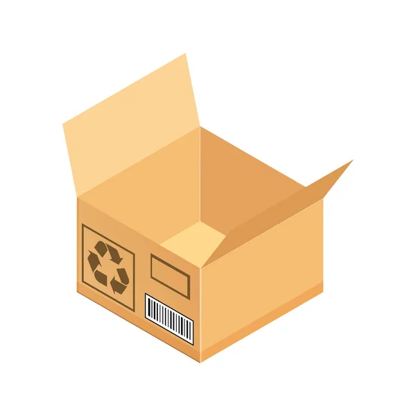 Corrugated box. Isometric vector illustration isolated on white background. — Stock Vector