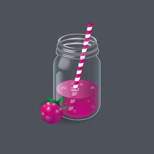 Raspberry limonade in Vintage glazen pot. — Stockvector