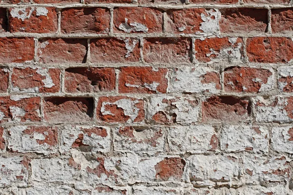 Vecchio Muro Mattoni Rosso Bianco Con Intonaco Peeling Come Sfondo — Foto Stock