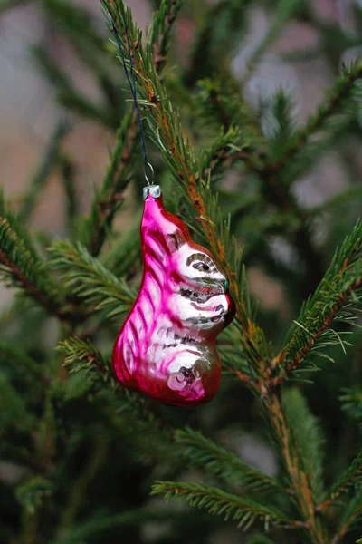 Soviet Glass Christmas Toy Squirrel Nut Hanging Christmas Tree — Stock Photo, Image