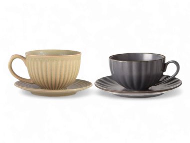 Dünya Tonlarında Rustik Flütlü Taştan Çay Fincanları