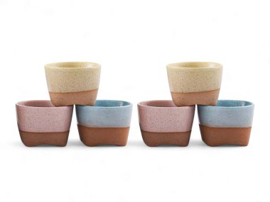 Modern İki Tonlu Benekli Seramik Fincan Seti