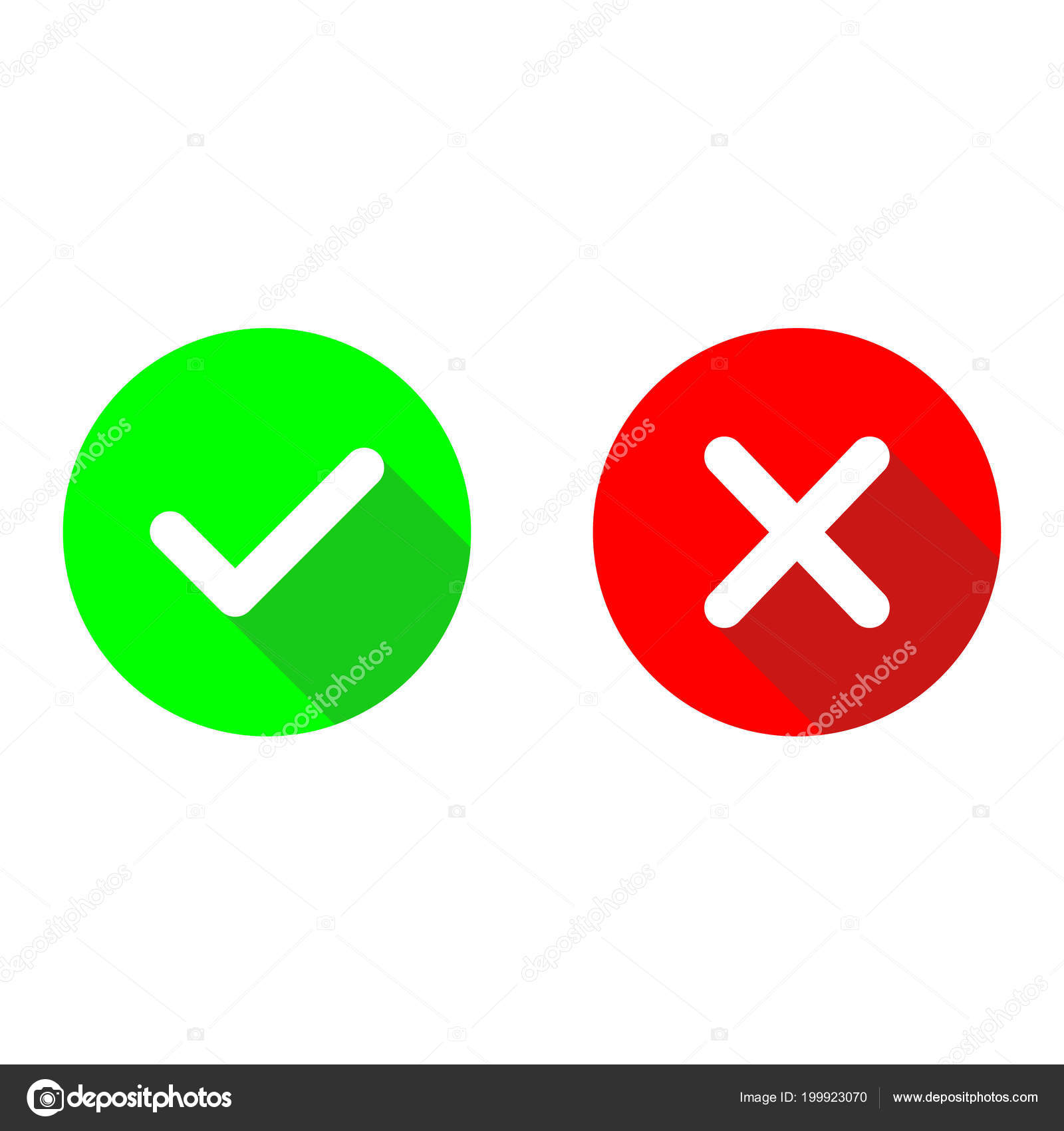 Green Checkmark Red Flat Vector Icons Circle Symbols Yes Button Stock Vector  by ©ascom73 199923070