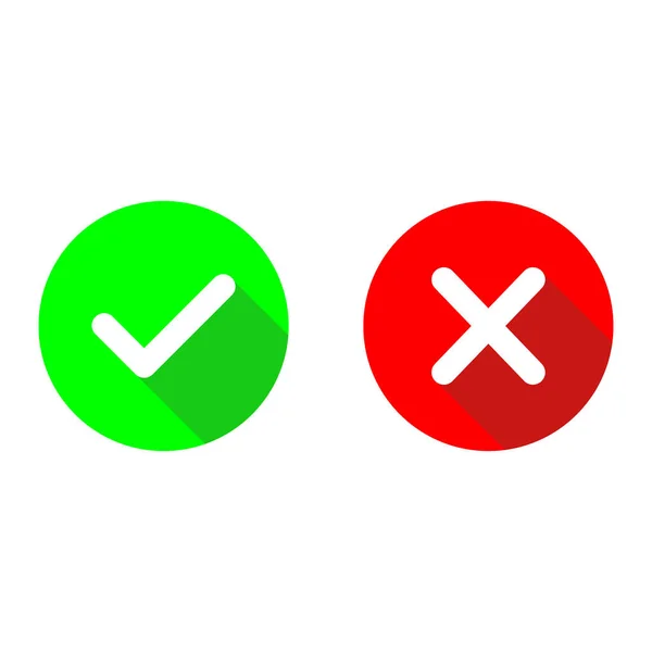 Marca Verificação Verde Vermelho Vetor Plano Icons Circle Símbolos Sim — Vetor de Stock