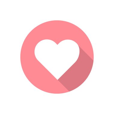 kalp vektör simge düz stil Sevgililer romantizm işareti dekorasyon aşk sembolü. Vintage retro afiş, poster şablonu tasarım illusatration