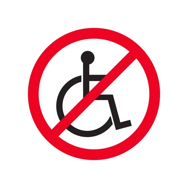 Geen Mensen Met Een Handicap Platte Vector Symboolpictogram Verboden Teken — Stockvector