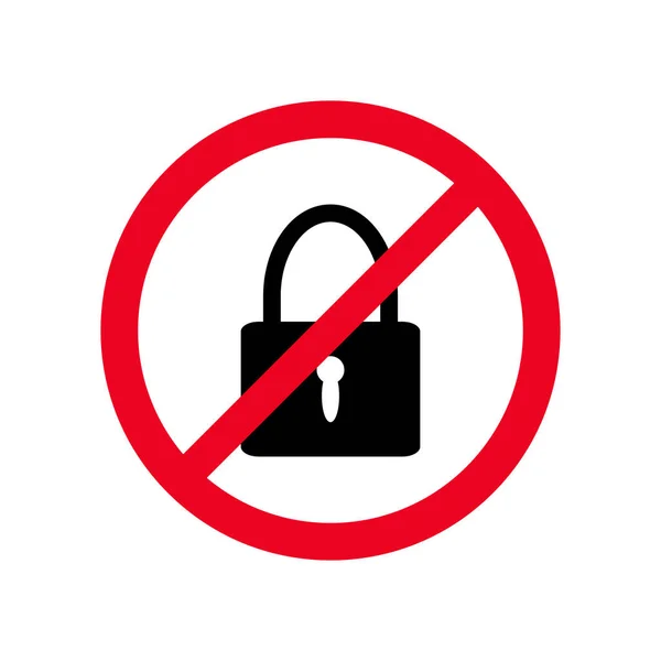 Lock Flat Symbol Vector Icon Forbidden Sign Isolated White Background — Stock Vector